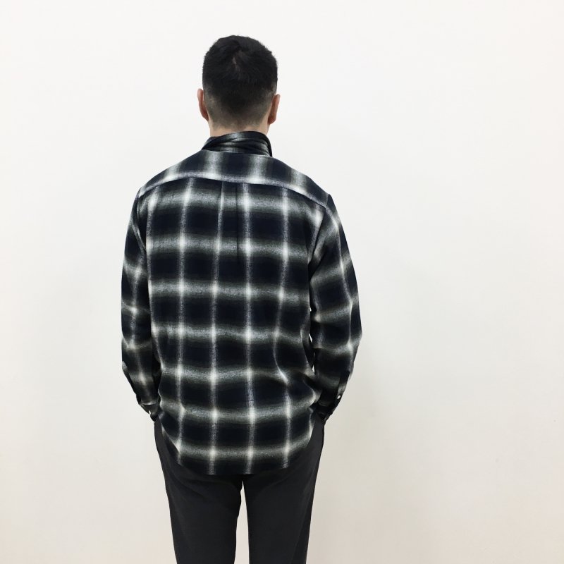  MANUAL ALPHABETBET OMBRE CHECK LOOSE FIT R/C SHT(GREEN-BLACK) 