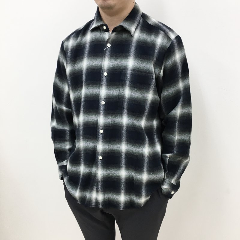  MANUAL ALPHABETBET OMBRE CHECK LOOSE FIT R/C SHT(GREEN-BLACK) 