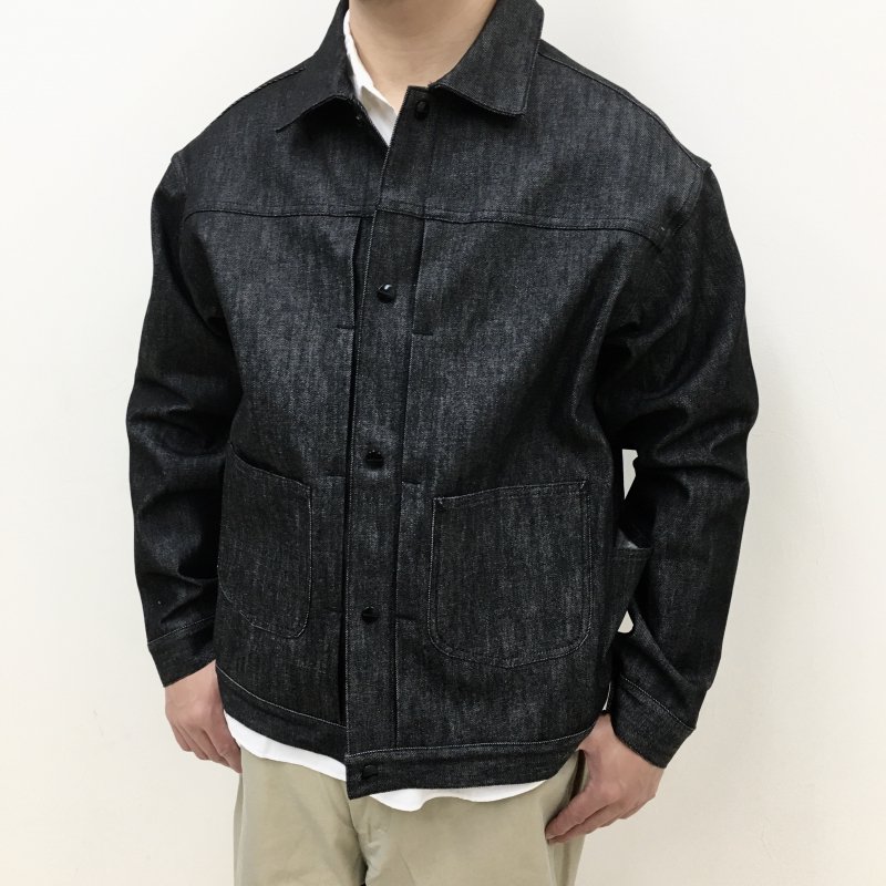  SASSAFRAS GARDENERS JACKET(13oz SLAB DENIM-BLACK)