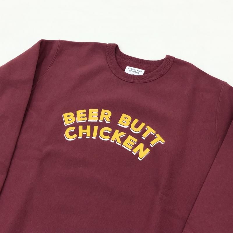  TACOMA FUJI BEER BUTT CHICKEN CREW NECK SWEAT (BURGUNDY)