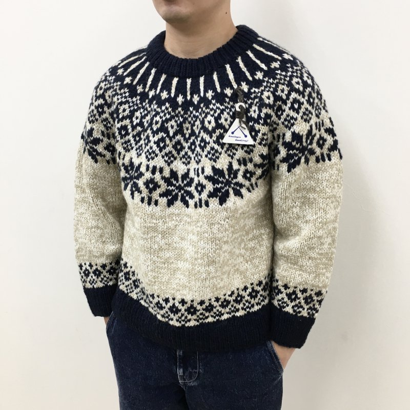  OMOI KNIT NORDIC SWEATER(NATURALNAVY)30%OFF