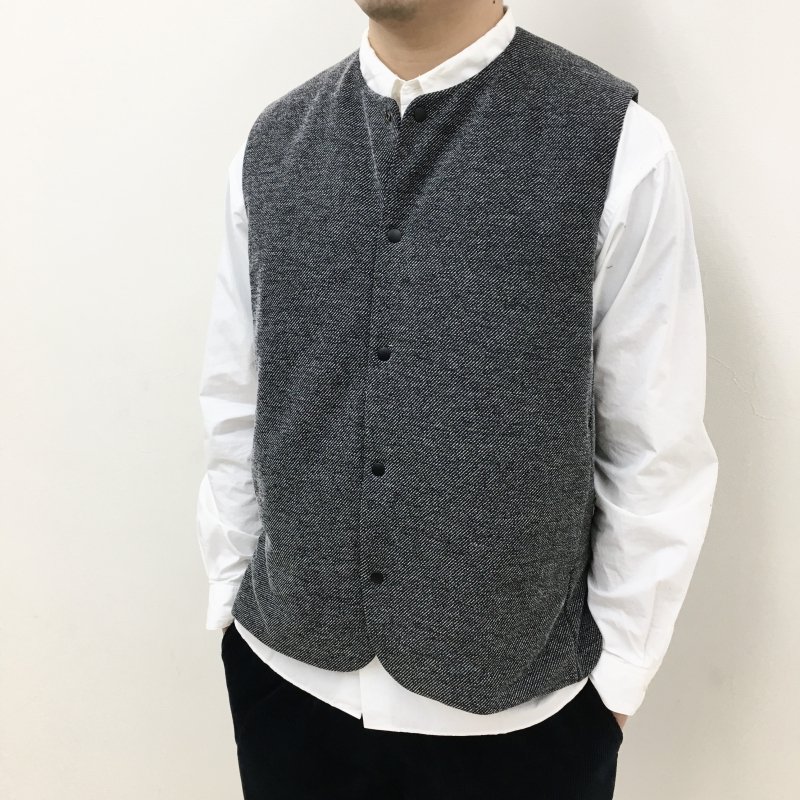  CURLY KNIT PADDED VEST(TWEED-BLACK) 