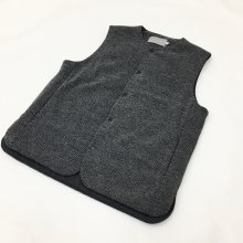  CURLY KNIT PADDED VEST(TWEED-BLACK) 