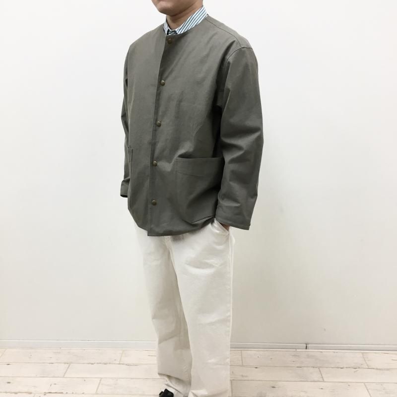  JACKMAN  Back Nep Collarless Jacket(SEPIA)