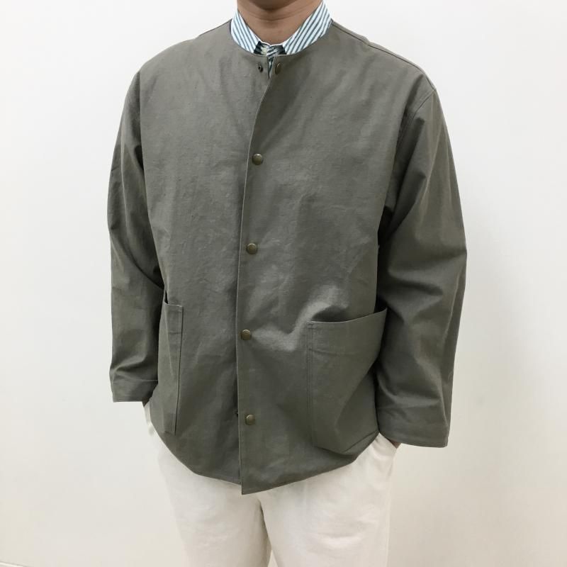  JACKMAN  Back Nep Collarless Jacket(SEPIA)