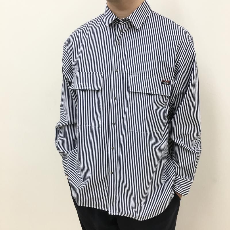  NANGA STRIPE W POCKET BOX SHIRT(BLACK)