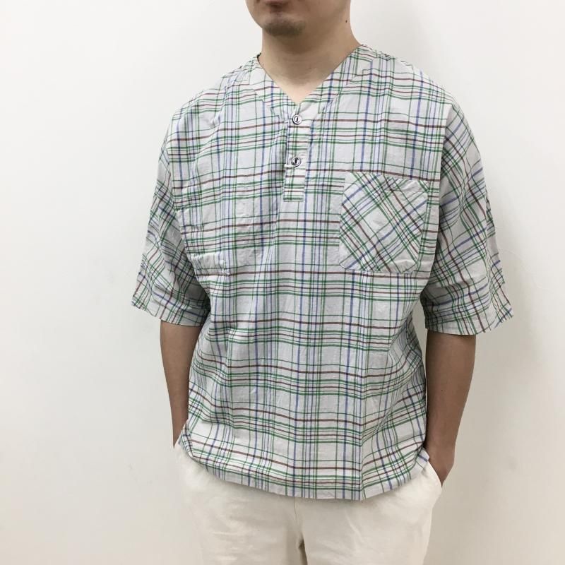  FUJITO Henley Neck Shirt(GREEN CHECK) 