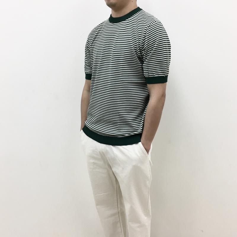  Rinascente ʥݥ Ⱦµ College Border Knit(MOSS GREEN-Lt. BEIGE)