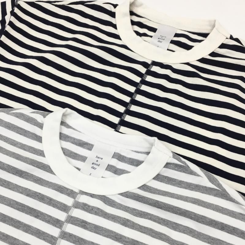  have a good day BORDER FLAT SEAMER TEE(WHITEBLACK)