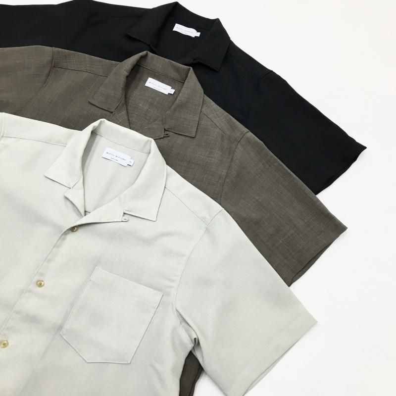  MANUAL ALPHABETBET EVALET MESH OPEN COLLAR S/S SHT(Lt.BEIGE) 