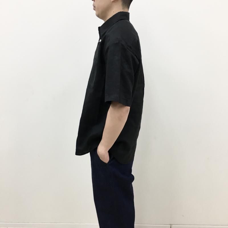  MANUAL ALPHABETBET LINEN LOOSE FIT S/S SHT(BLACK) 