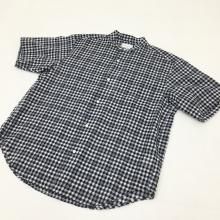  MANUAL ALPHABETBET GIMGAM CHEECK BAND COLLAR S/S SHT(WHITE/NAVY) 