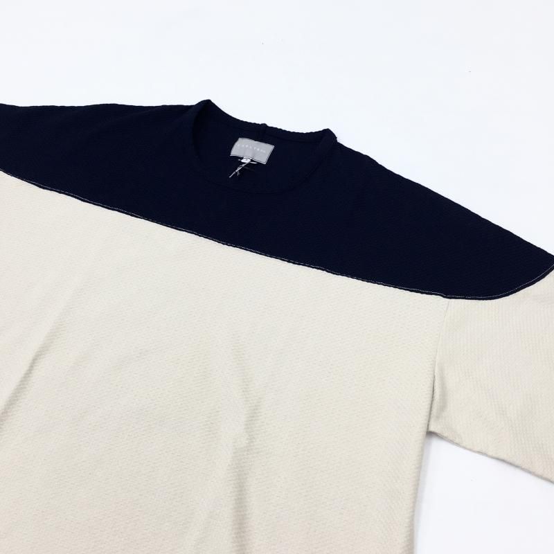  CURLY BICOLOR FOOTBALL TEE(NAVYIVORY)
