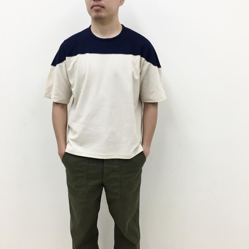  CURLY BICOLOR FOOTBALL TEE(NAVYIVORY)