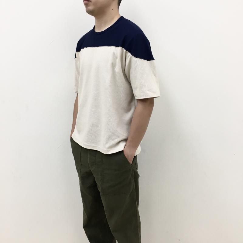  CURLY BICOLOR FOOTBALL TEE(NAVYIVORY)