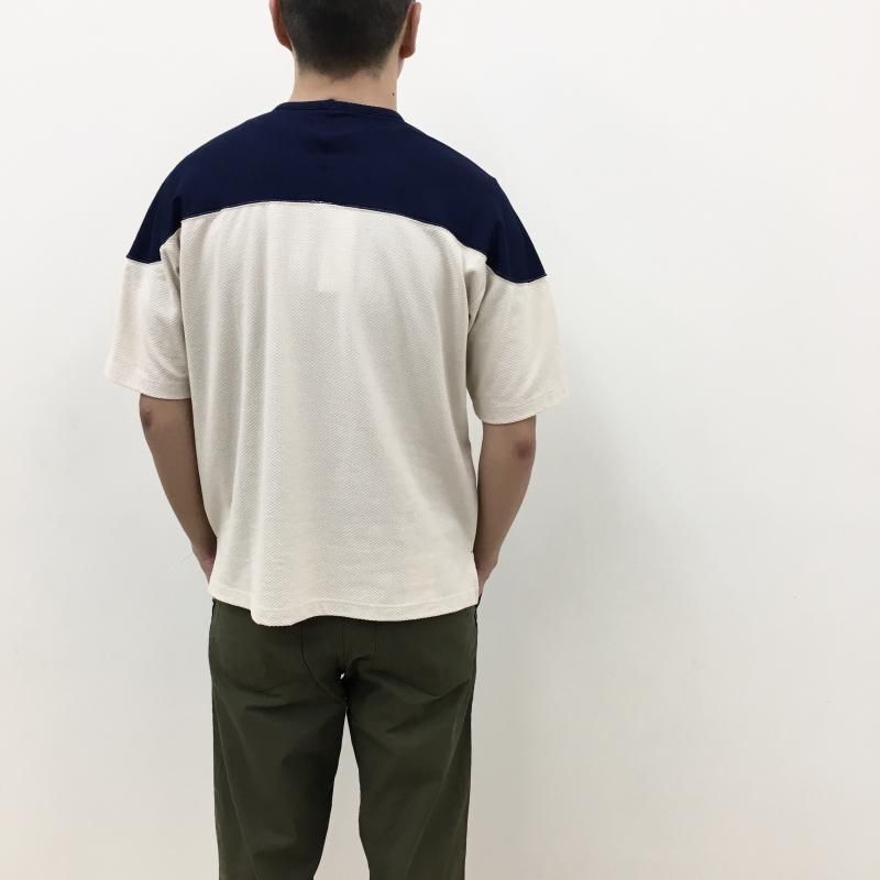  CURLY BICOLOR FOOTBALL TEE(NAVYIVORY)