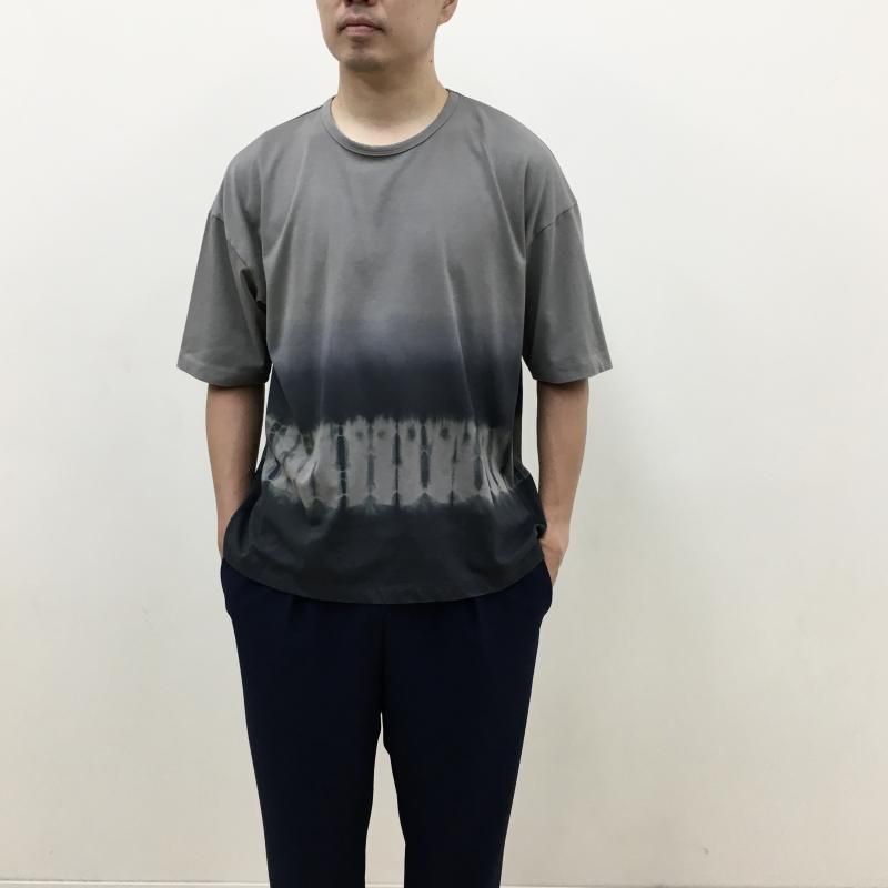  CURLY SHIBORI GRADATION DYEING TEE(GRAY KHAKI)