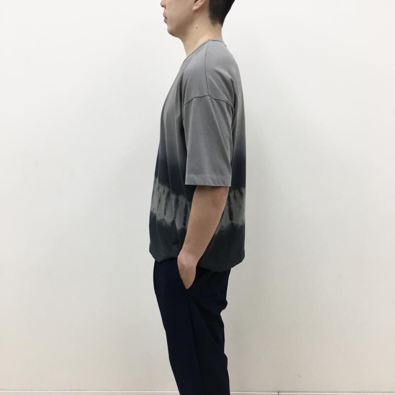  CURLY SHIBORI GRADATION DYEING TEE(GRAY KHAKI)