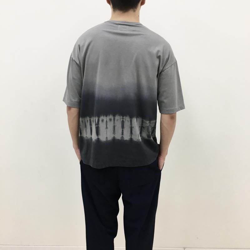  CURLY SHIBORI GRADATION DYEING TEE(GRAY KHAKI)