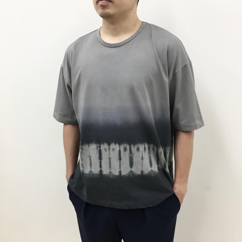  CURLY SHIBORI GRADATION DYEING TEE(GRAY KHAKI)