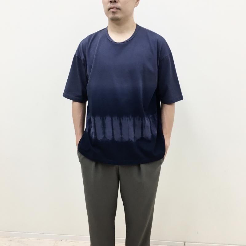  CURLY SHIBORI GRADATION DYEING TEE(SMALT BLUE)