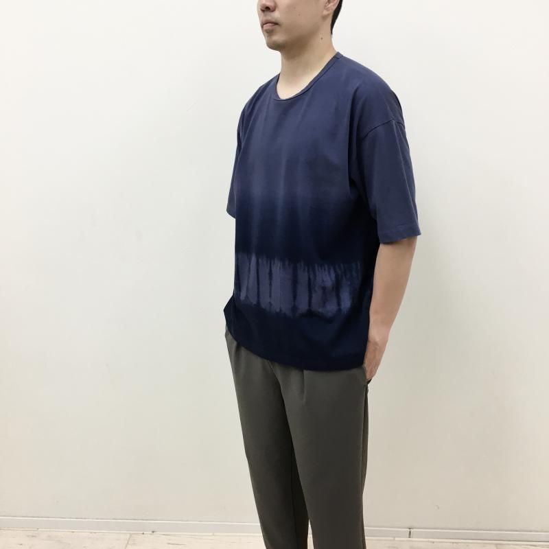  CURLY SHIBORI GRADATION DYEING TEE(SMALT BLUE)