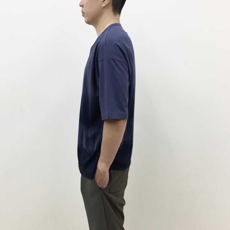  CURLY SHIBORI GRADATION DYEING TEE(SMALT BLUE)
