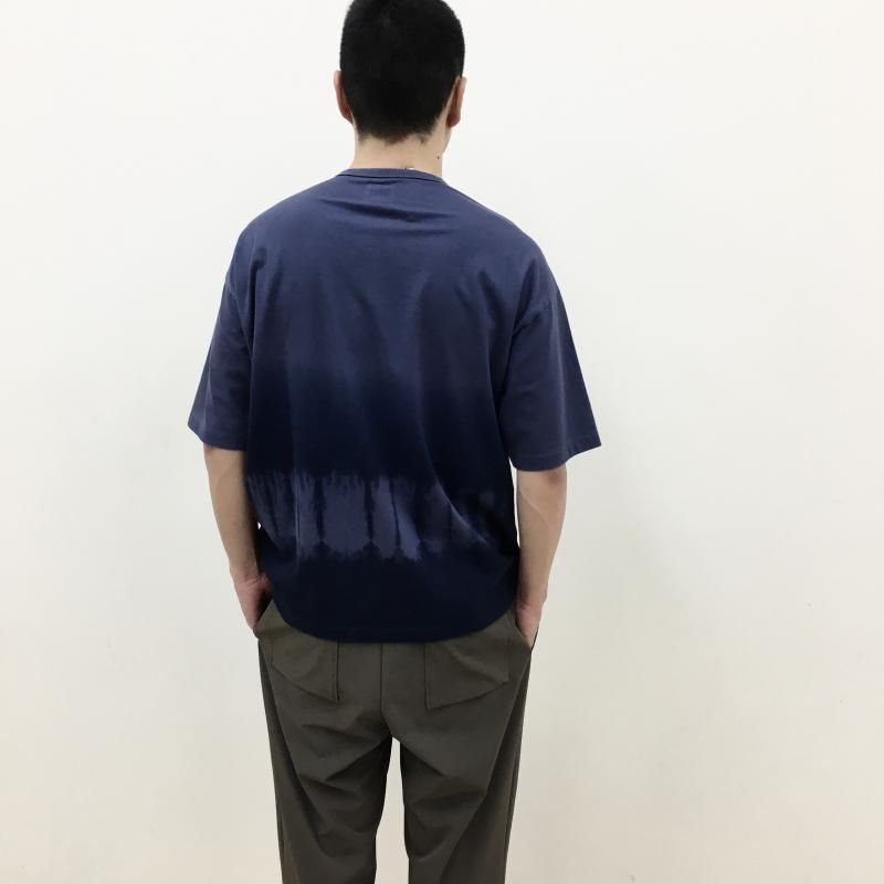  CURLY SHIBORI GRADATION DYEING TEE(SMALT BLUE)