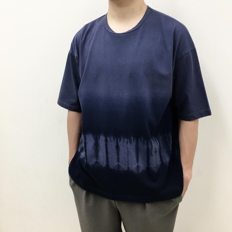  CURLY SHIBORI GRADATION DYEING TEE(SMALT BLUE)