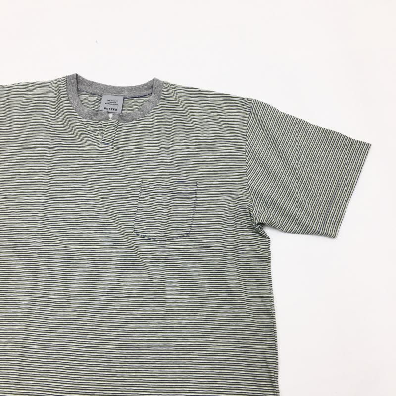  BETTER OLD BORDER S/S KEY NECK T-SHIRT(BLUEYELLOW)