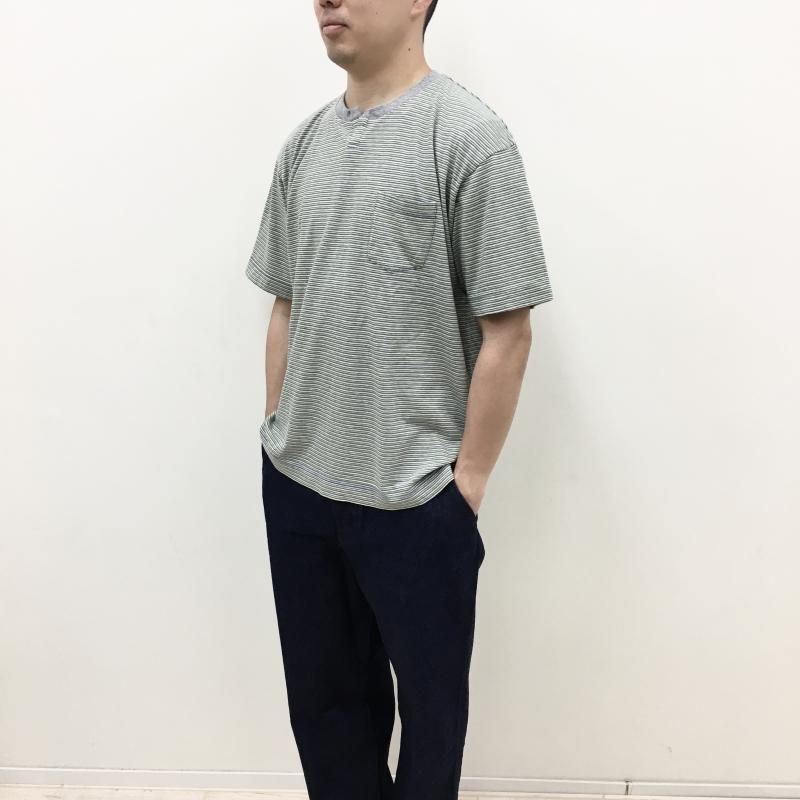  BETTER OLD BORDER S/S KEY NECK T-SHIRT(BLUEYELLOW)