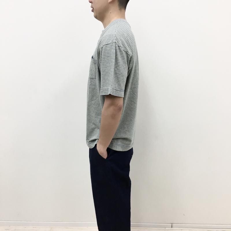  BETTER OLD BORDER S/S KEY NECK T-SHIRT(BLUEYELLOW)