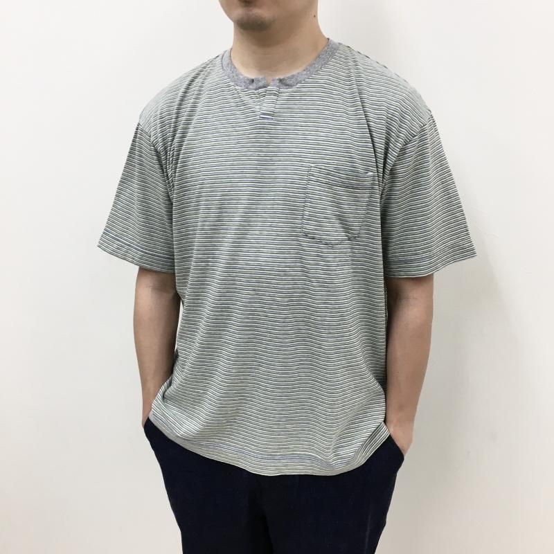  BETTER OLD BORDER S/S KEY NECK T-SHIRT(BLUEYELLOW)