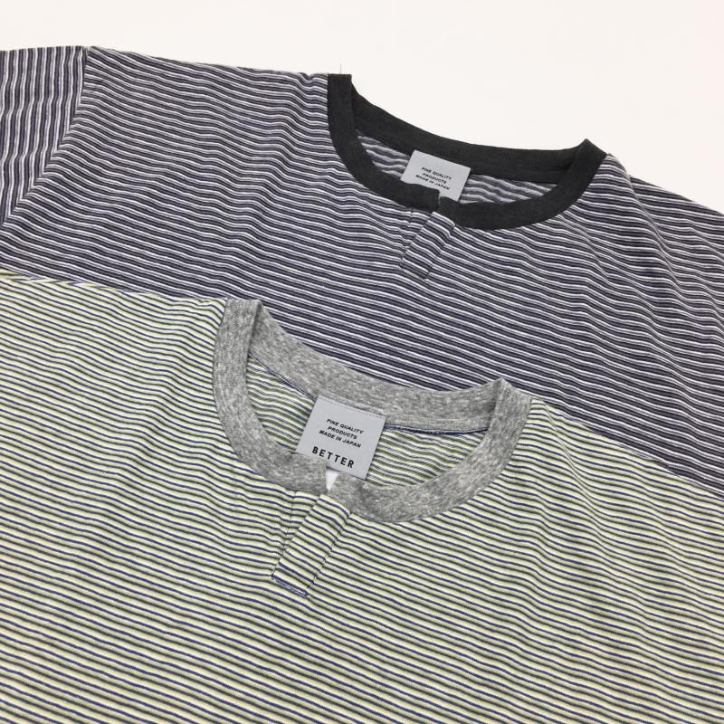  BETTER OLD BORDER S/S KEY NECK T-SHIRT(CHARCOALPURPLE)