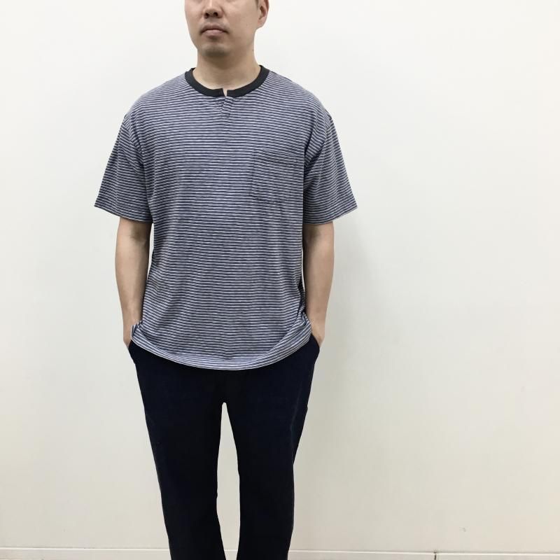  BETTER OLD BORDER S/S KEY NECK T-SHIRT(CHARCOALPURPLE)