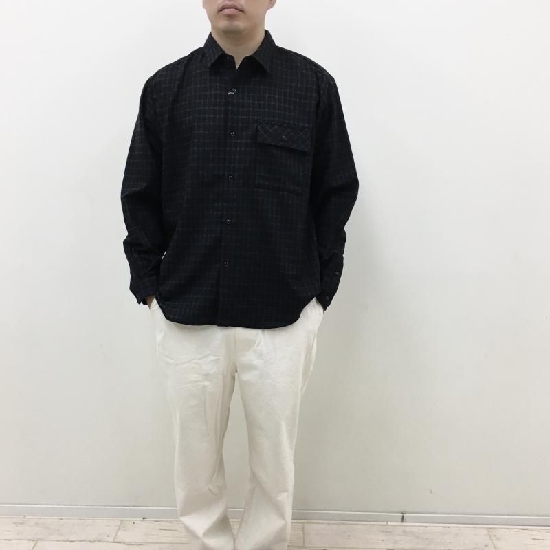  MANUAL ALPHABETBET WOOL LOOSE FIT R/C SHT(BLACK CHECK)