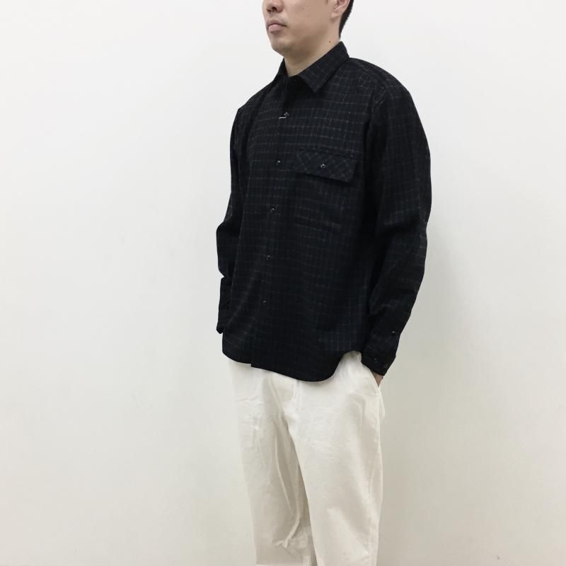  MANUAL ALPHABETBET WOOL LOOSE FIT R/C SHT(BLACK CHECK)