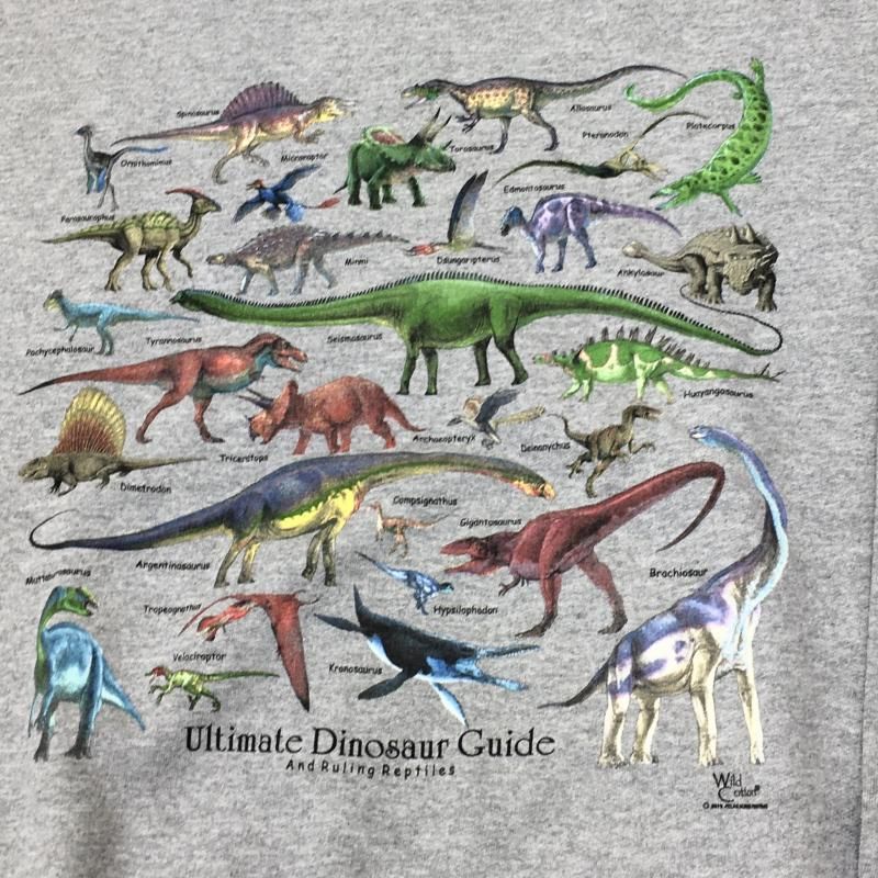  Atras PRINT CREW NECK SWEAT(Ultimate Dinosaur Guide-GRAY)