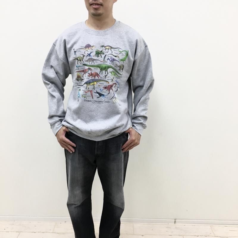  Atras PRINT CREW NECK SWEAT(Ultimate Dinosaur Guide-GRAY)