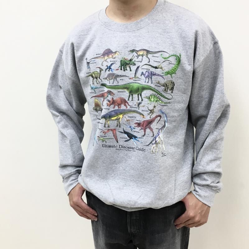  Atras PRINT CREW NECK SWEAT(Ultimate Dinosaur Guide-GRAY)