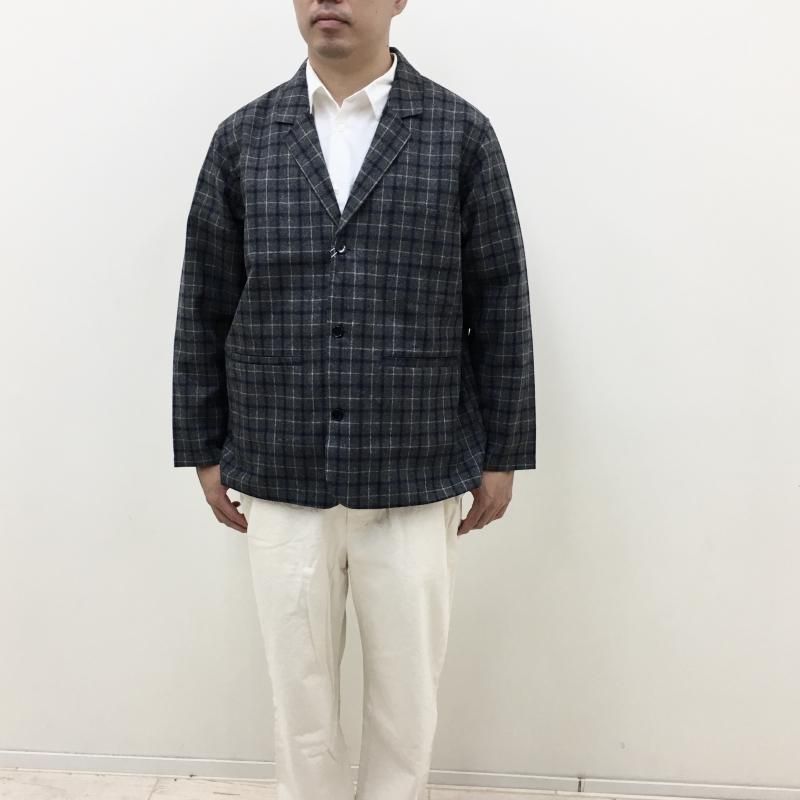  MANUAL ALPHABETBET BONDING WOOL JACKET(GREY CHECK)