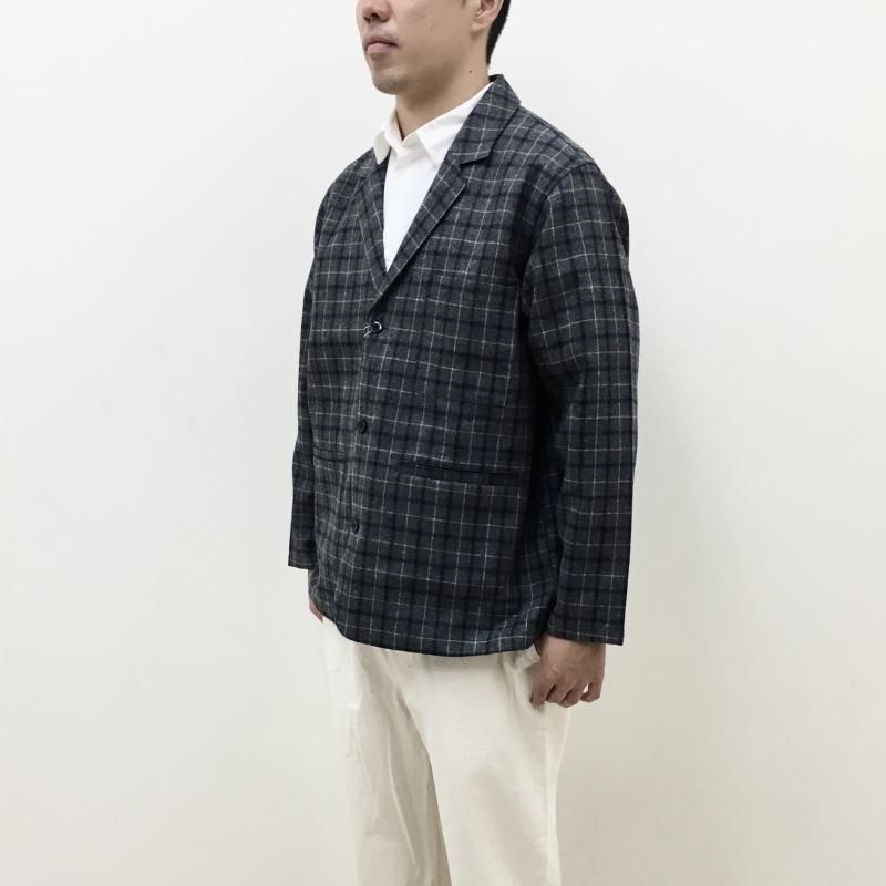  MANUAL ALPHABETBET BONDING WOOL JACKET(GREY CHECK)