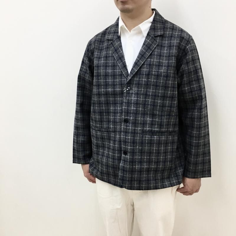  MANUAL ALPHABETBET BONDING WOOL JACKET(GREY CHECK)