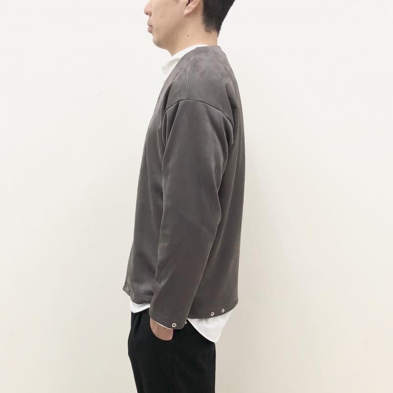  CURLY KNIT SUEDE SNAP BUTTON CARDIE(MOCHA)