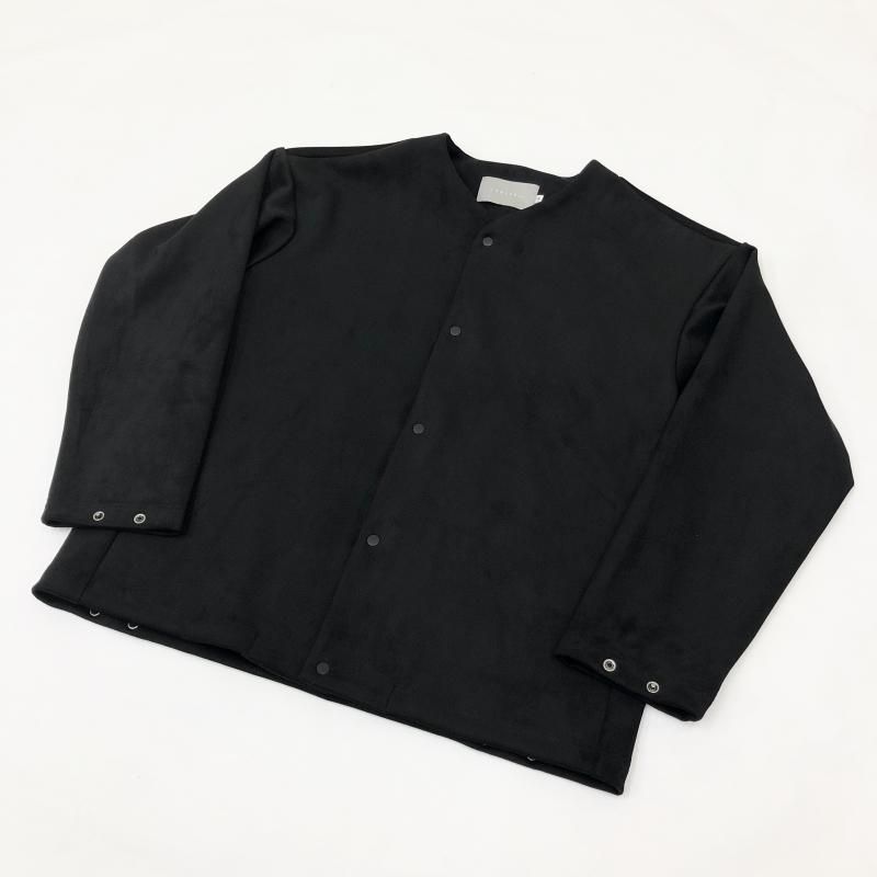  CURLY KNIT SUEDE SNAP BUTTON CARDIE(BLACK)