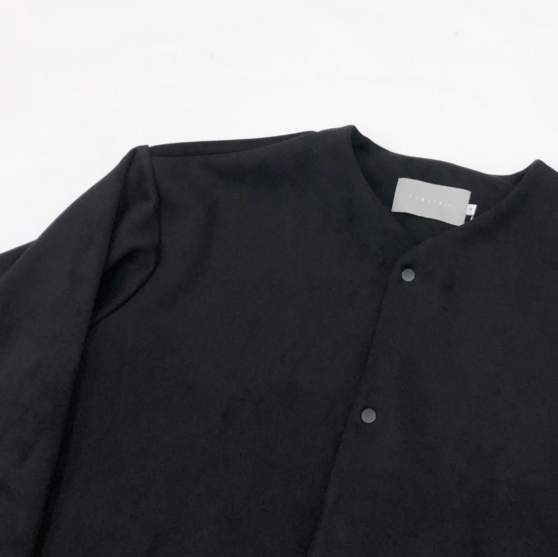  CURLY KNIT SUEDE SNAP BUTTON CARDIE(BLACK)
