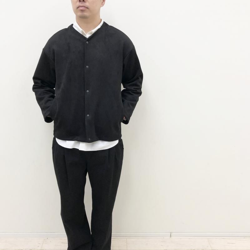  CURLY KNIT SUEDE SNAP BUTTON CARDIE(BLACK)