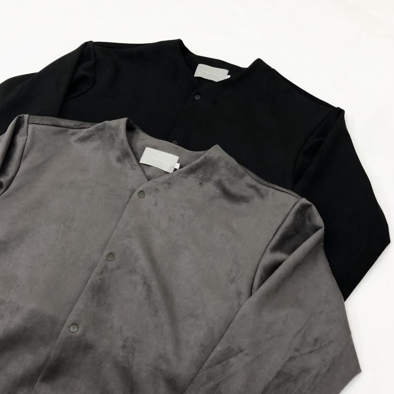  CURLY KNIT SUEDE SNAP BUTTON CARDIE(BLACK)
