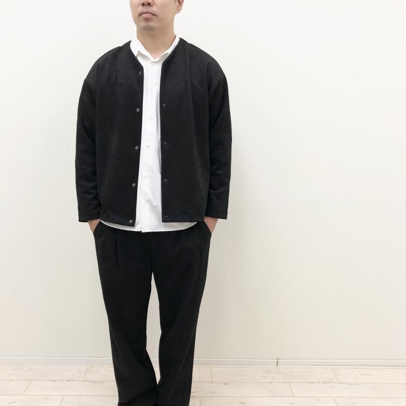  CURLY KNIT SUEDE SNAP BUTTON CARDIE(BLACK)