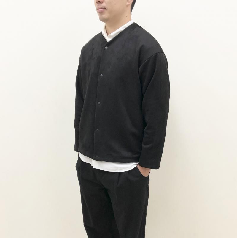  CURLY KNIT SUEDE SNAP BUTTON CARDIE(BLACK)